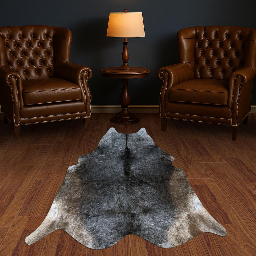 Dark Charcoal Brindle Cow Hide 5x5 FT