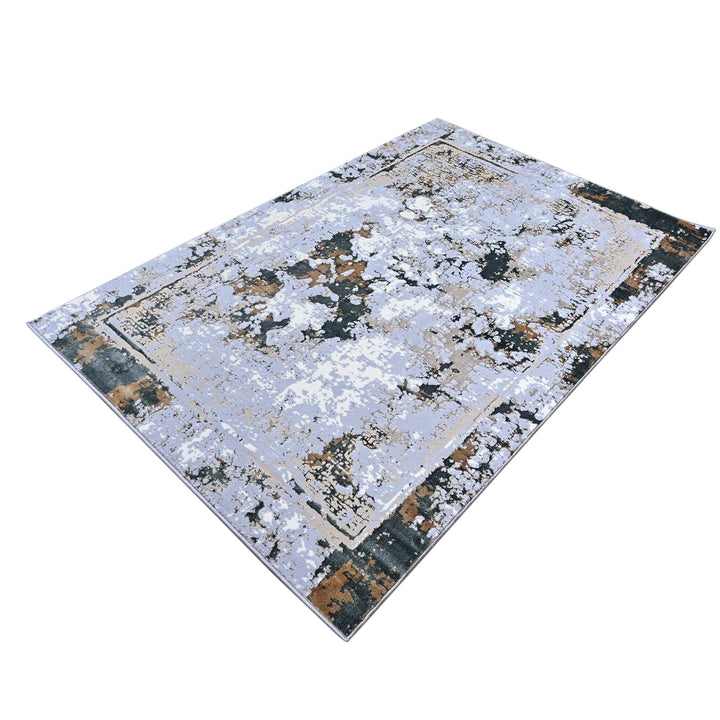 Dark Grey Abstract Turkish Rug 5X8 ft