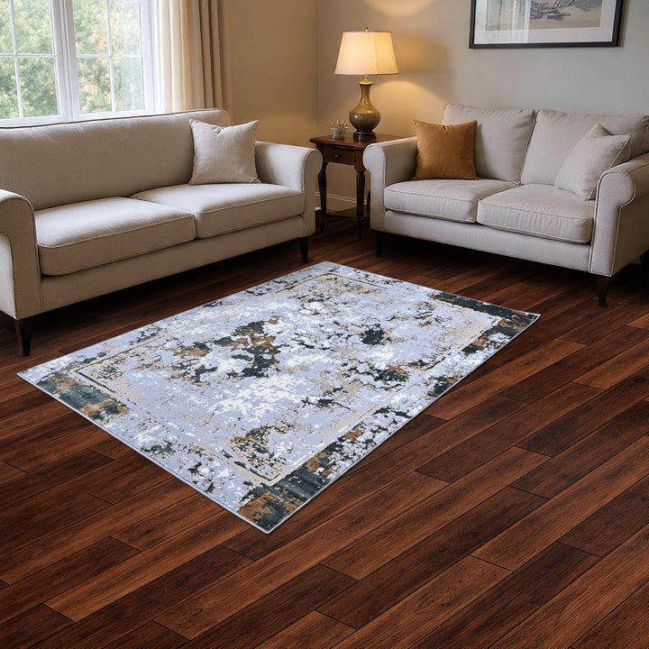 Dark Grey Abstract Turkish Rug 5X8 ft
