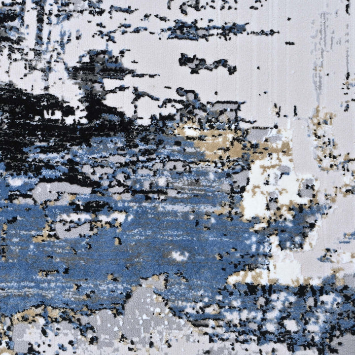 Blue Waves Abstract Turkish Rug 5X8 ft