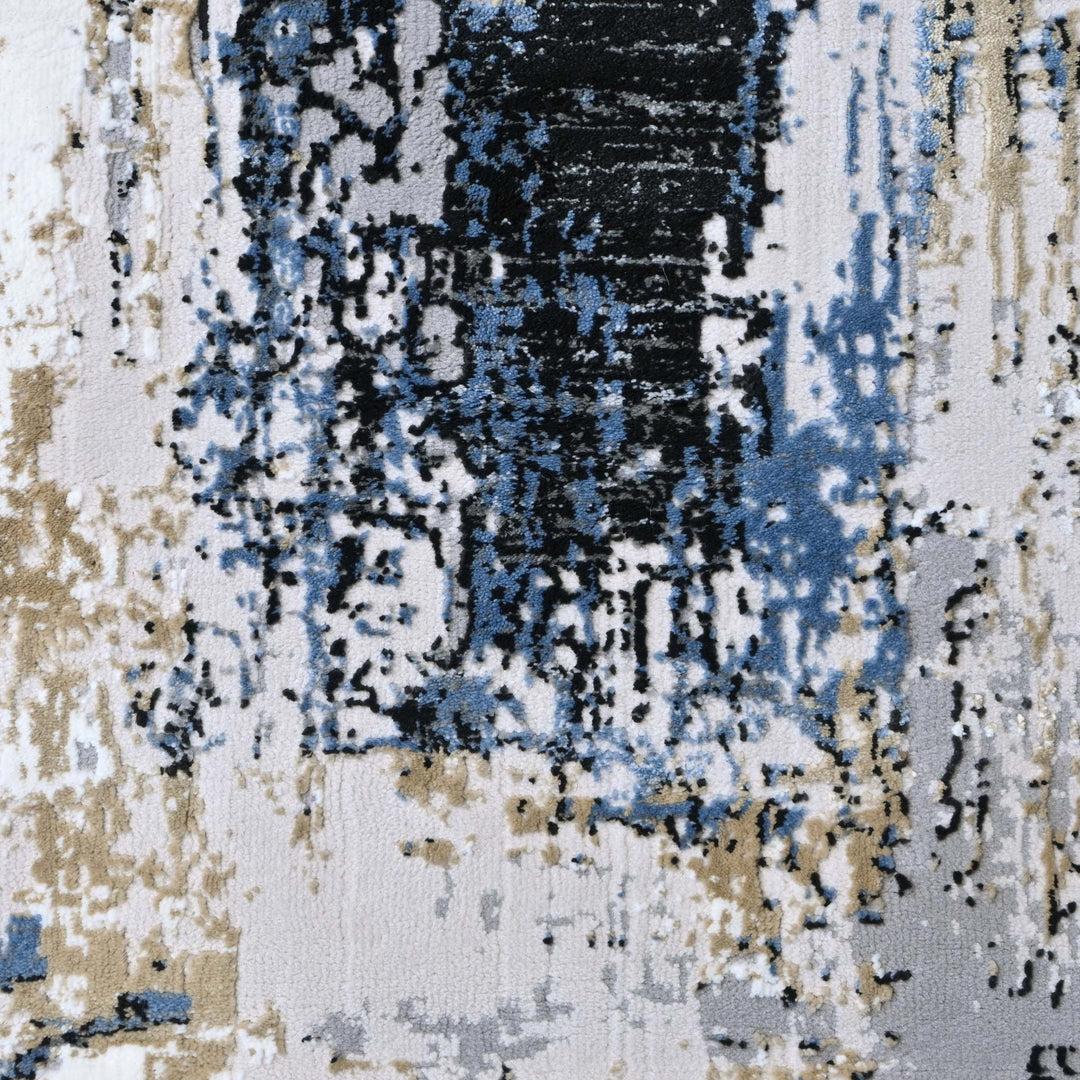 Blue Waves Abstract Turkish Rug 5X8 ft