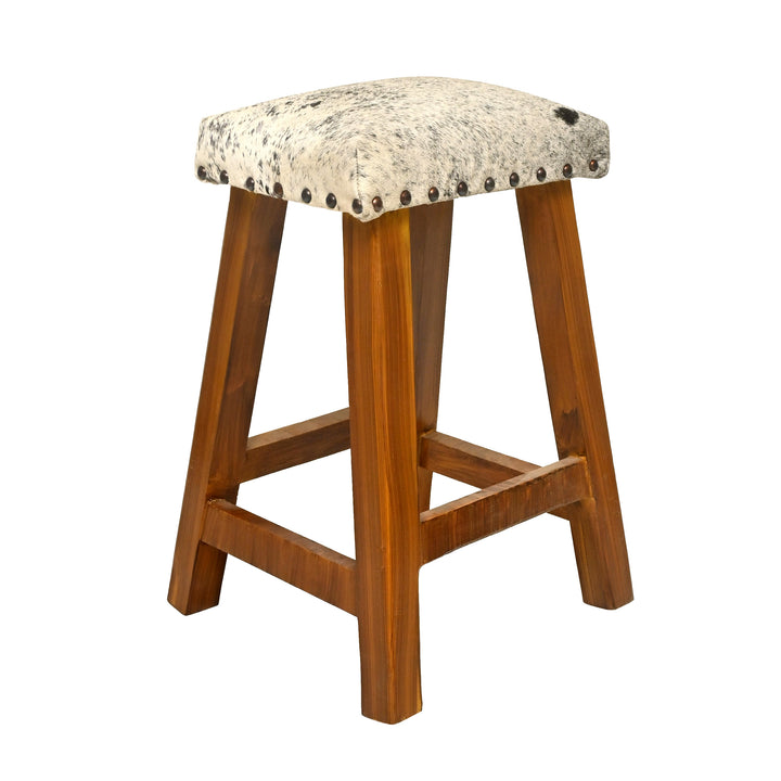 Natural Cowhide Ottoman Bar Stool
