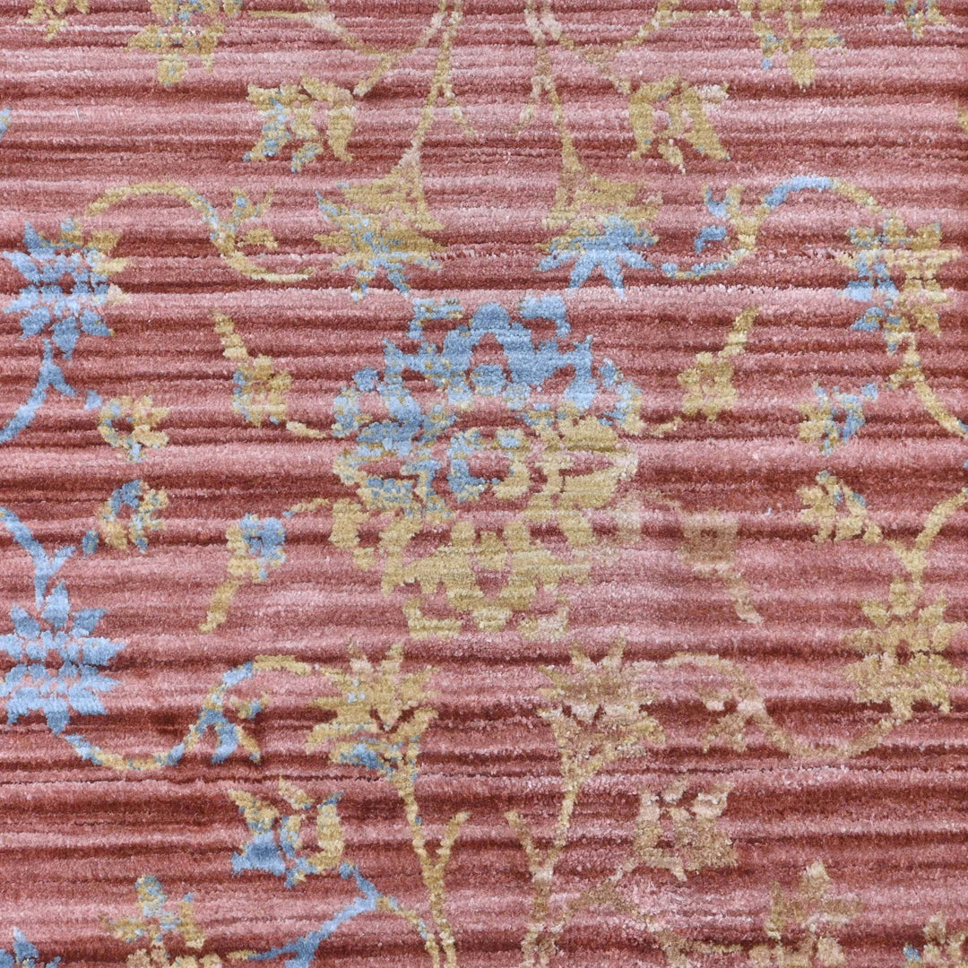 Rust & Blue Floral Turkish Rug 5X8 ft