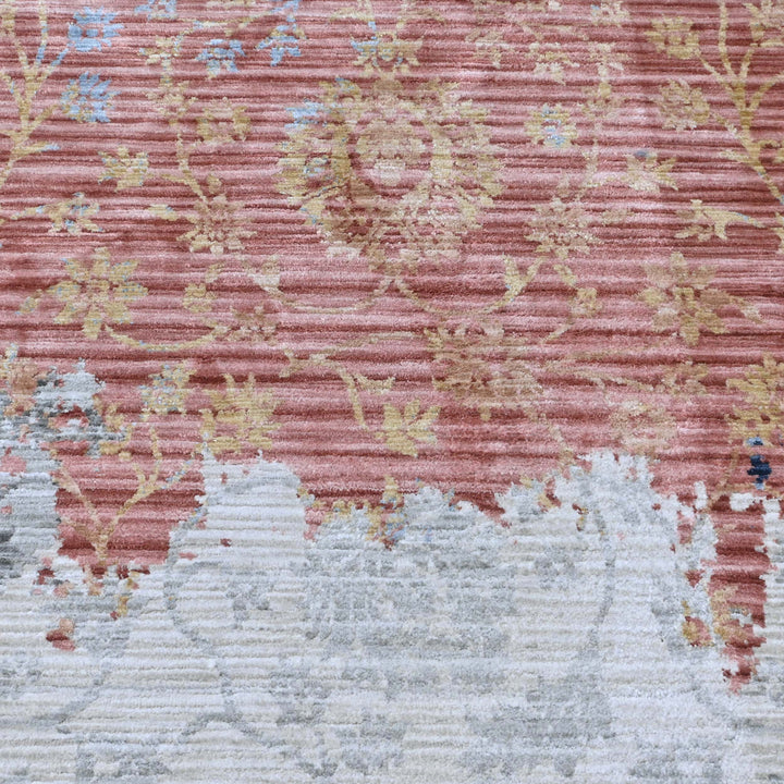 Rust & Blue Floral Turkish Rug 5X8 ft