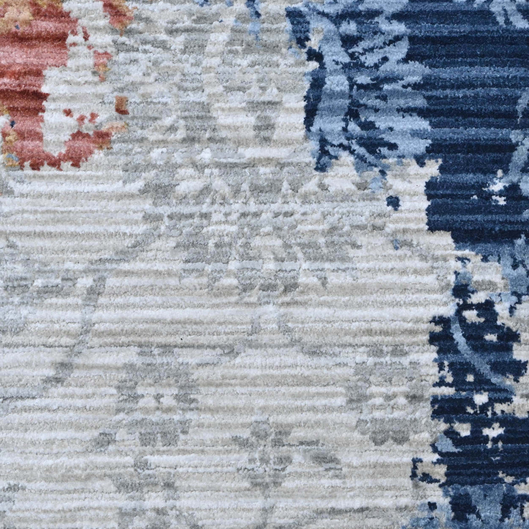 Rust & Blue Floral Turkish Rug 5X8 ft