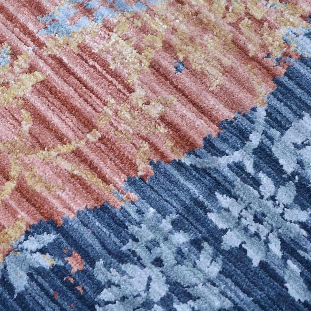 Rust & Blue Floral Turkish Rug 5X8 ft