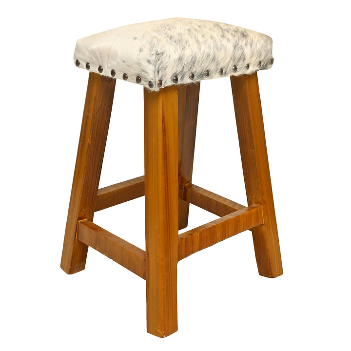 Natural Cowhide Ottoman Bar Stool