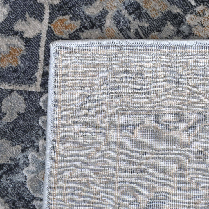 Charcoal Grey Floral Turkish Rug 5X8 ft