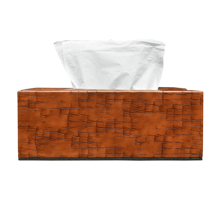 Cinnamon Brown Leather Tissue Box(L)