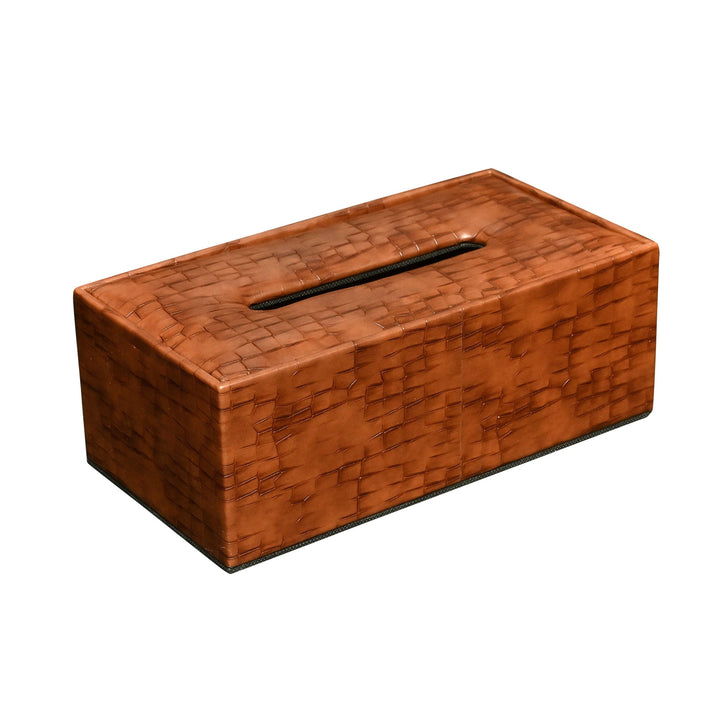 Cinnamon Brown Leather Tissue Box(L)