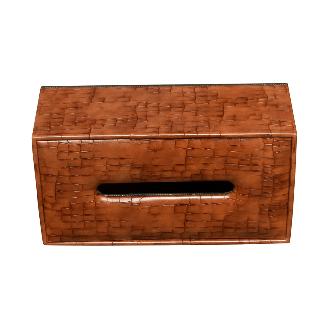 Cinnamon Brown Leather Tissue Box(L)