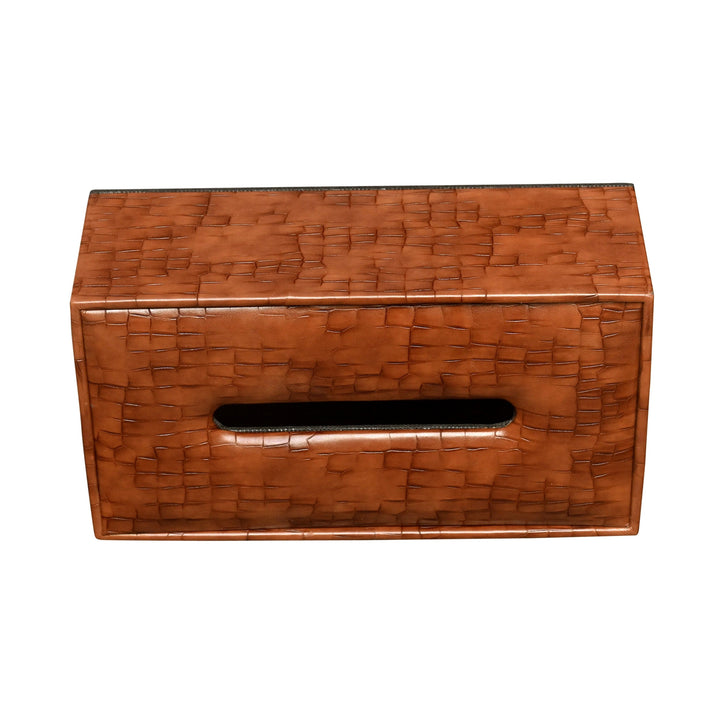 Cinnamon Brown Leather Tissue Box(L)