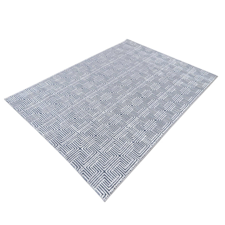 Grey Geometric Turkish Rug 5X8 ft