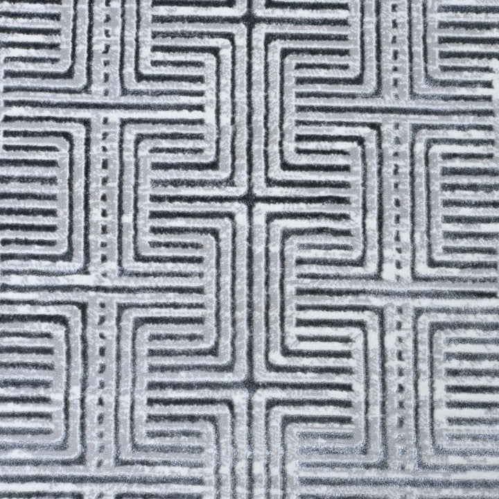 Grey Geometric Turkish Rug 5X8 ft