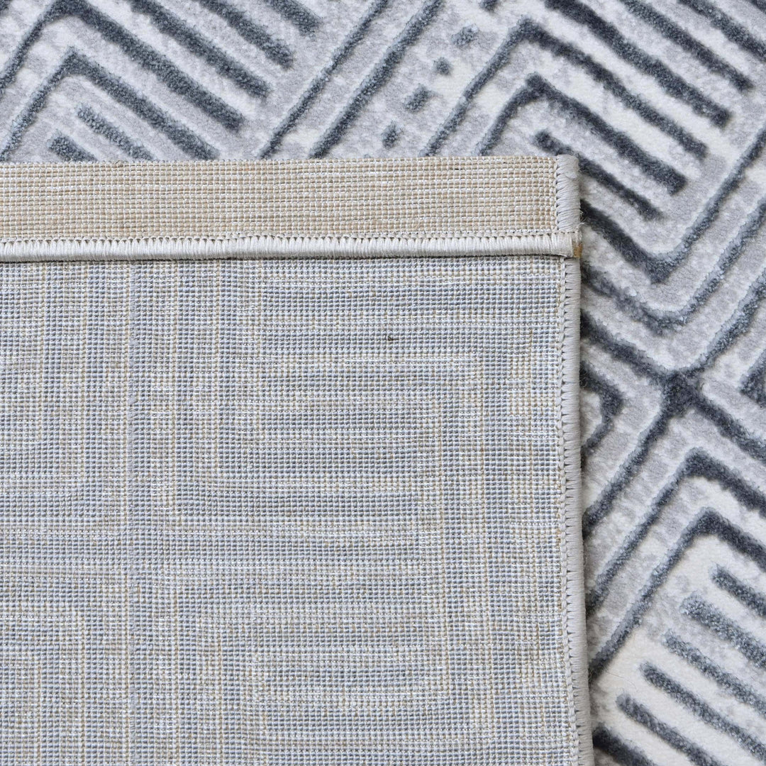 Grey Geometric Turkish Rug 5X8 ft