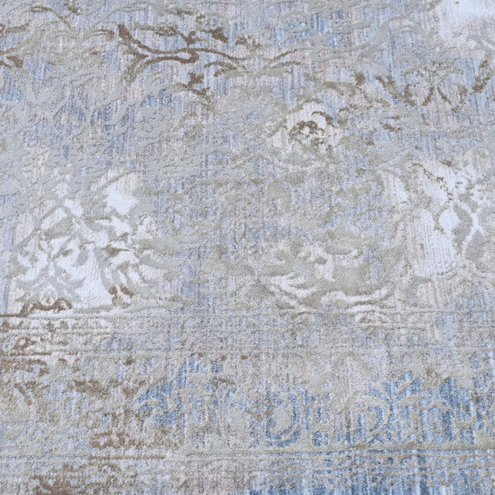 Grey Floral Turkish Rug 5X8 ft