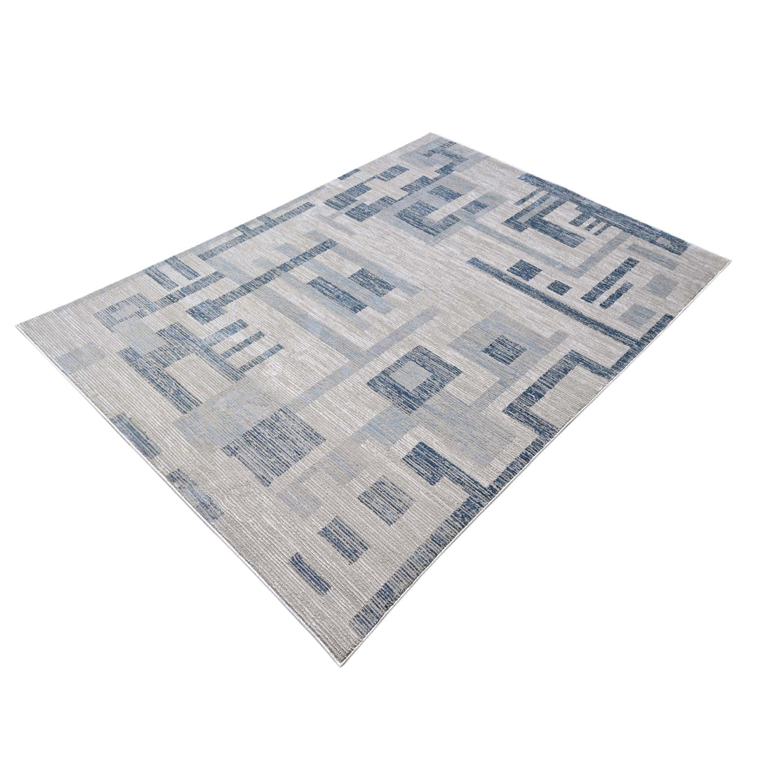 Grey & Blue Plain Turkish Rug 5X8 ft