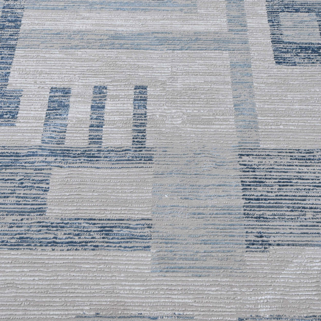 Grey & Blue Plain Turkish Rug 5X8 ft
