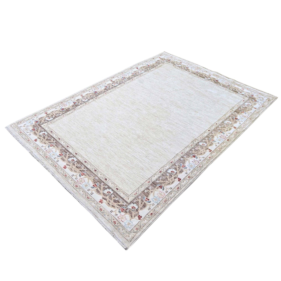 Off White Plain Turkish Rug 5X8 ft