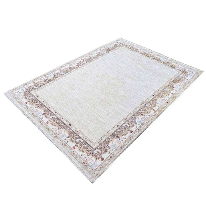 Off White Plain Turkish Rug 5X8 ft
