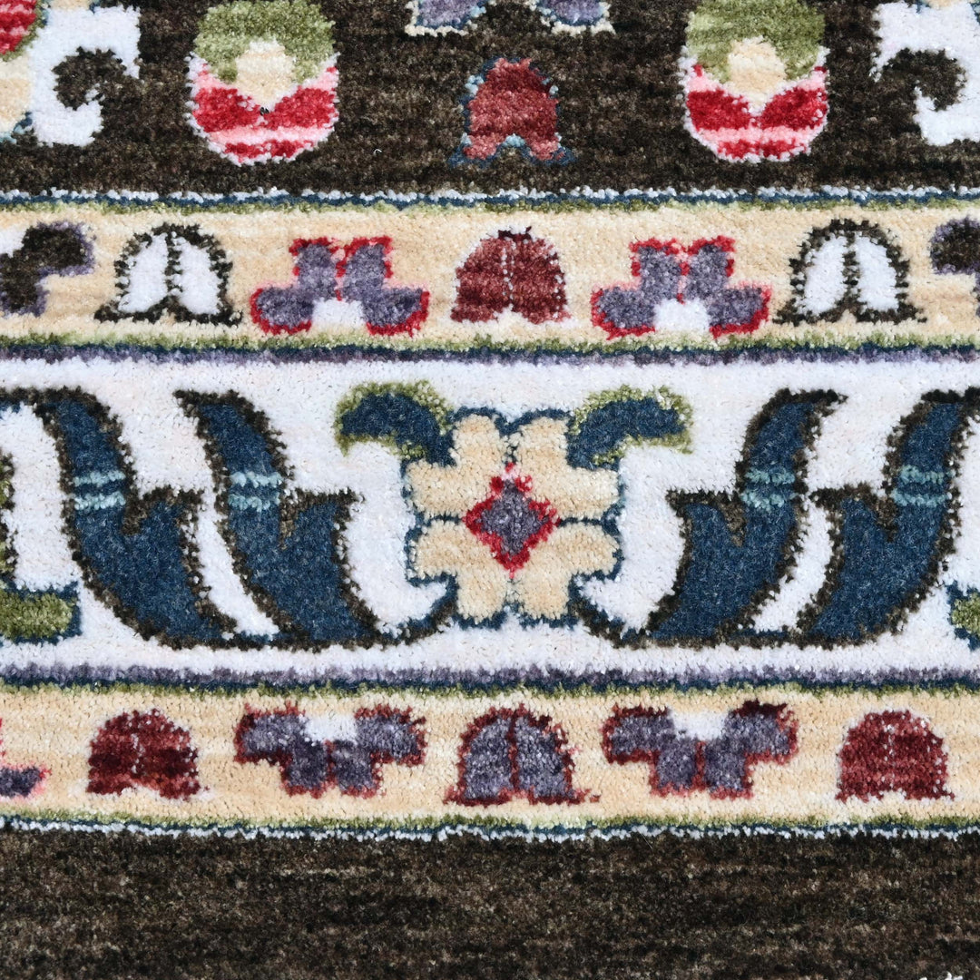 Beige & Green Turkish Rug 5X8 ft