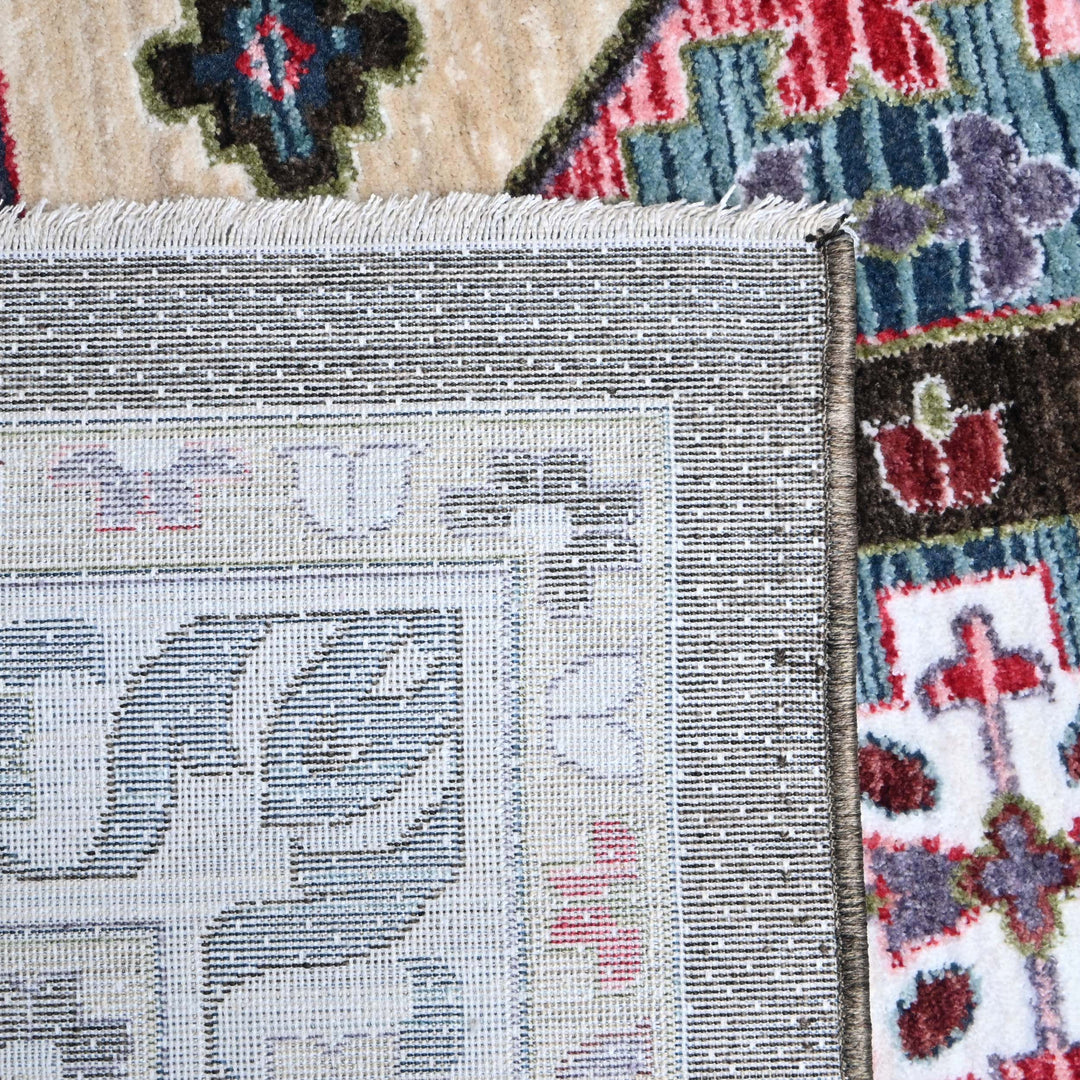 Beige & Green Turkish Rug 5X8 ft