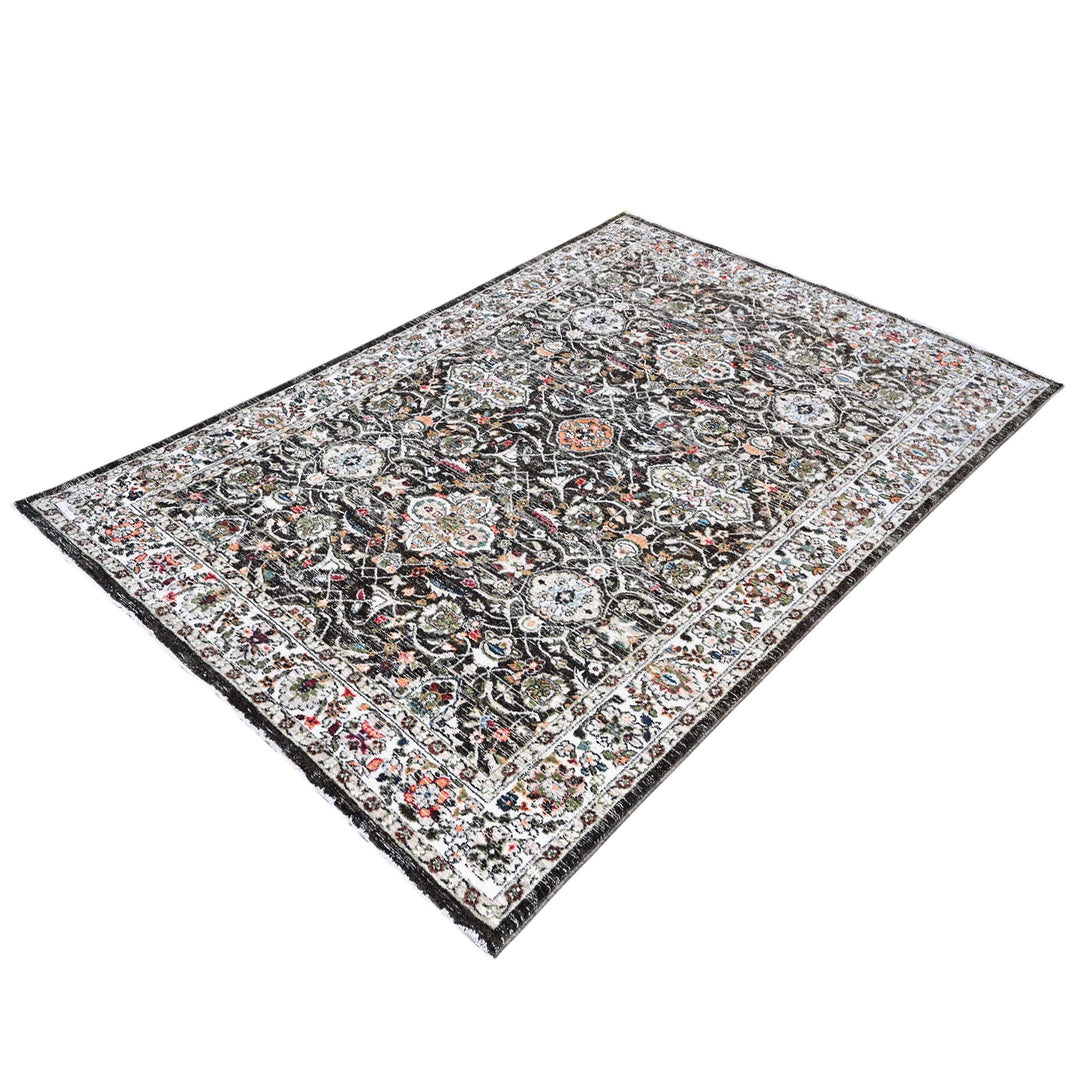 Black & Grey Abstract Turkish Rug 5X8 ft