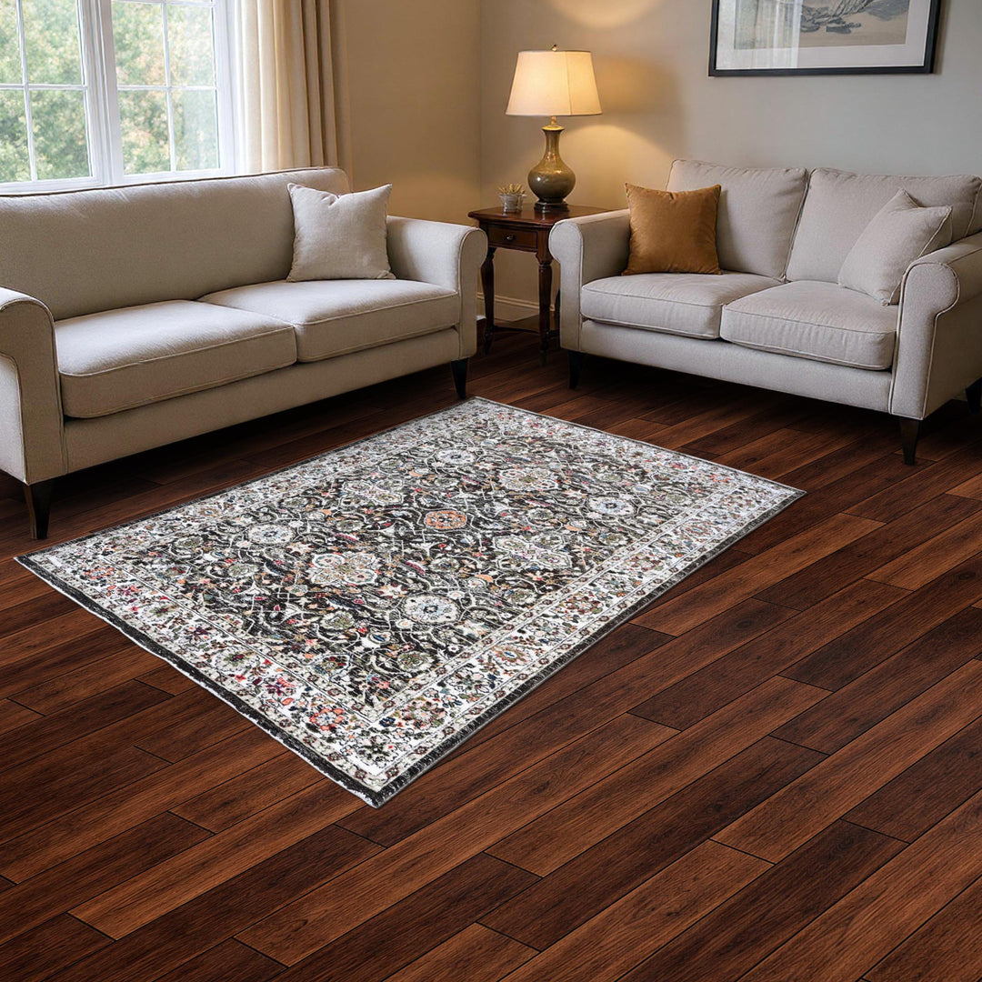 Black & Grey Abstract Turkish Rug 5X8 ft