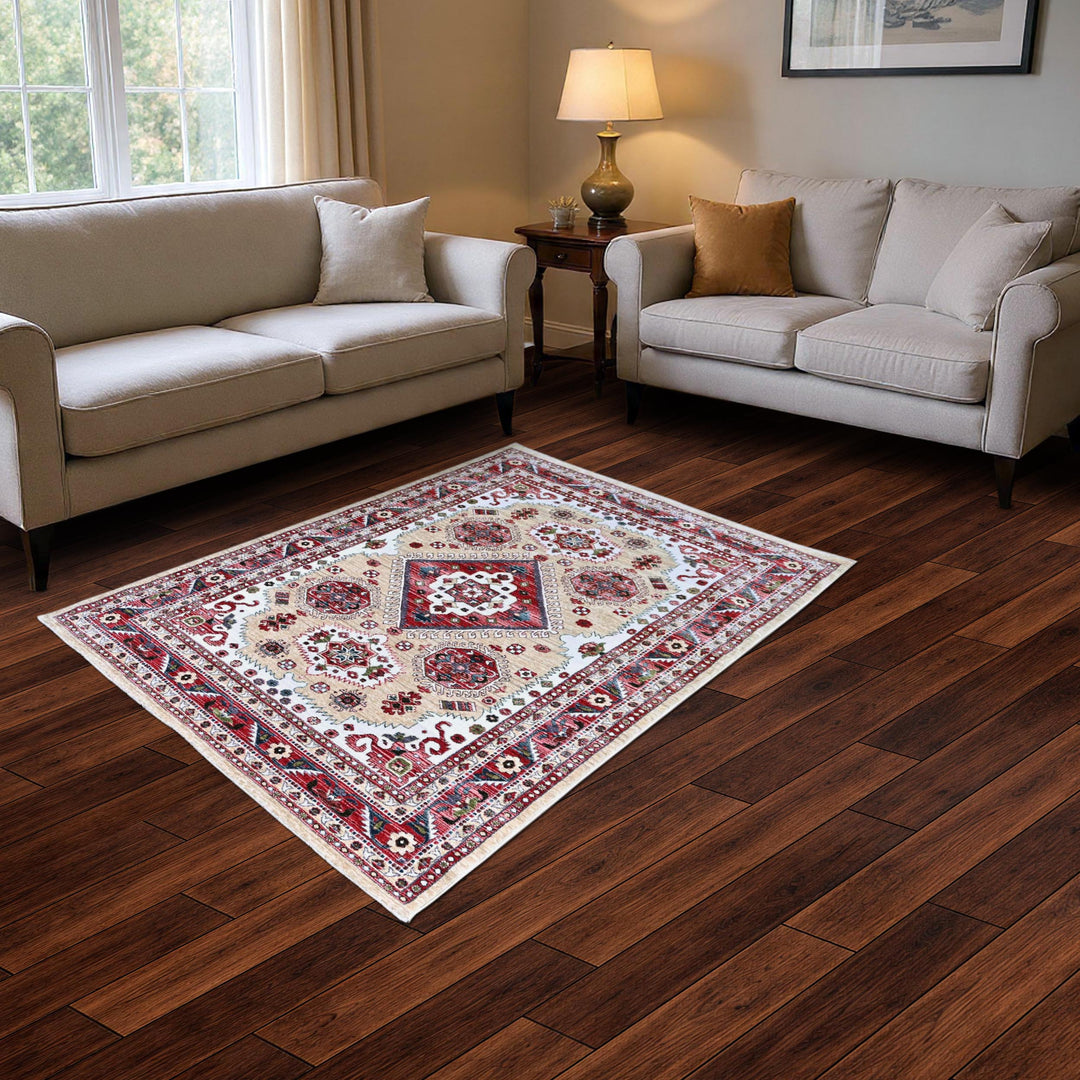 Rust & Beige Turkish Rug 5X8 ft