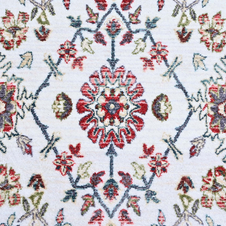 Rust & Off White Floral Turkish Rug 5X8 ft