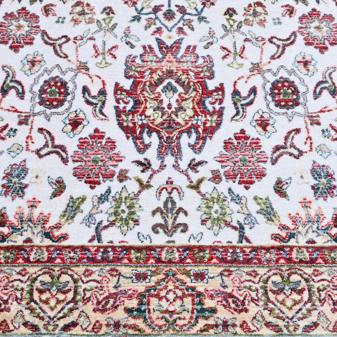 Rust & Off White Floral Turkish Rug 5X8 ft