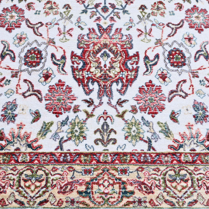 Rust & Off White Floral Turkish Rug 5X8 ft