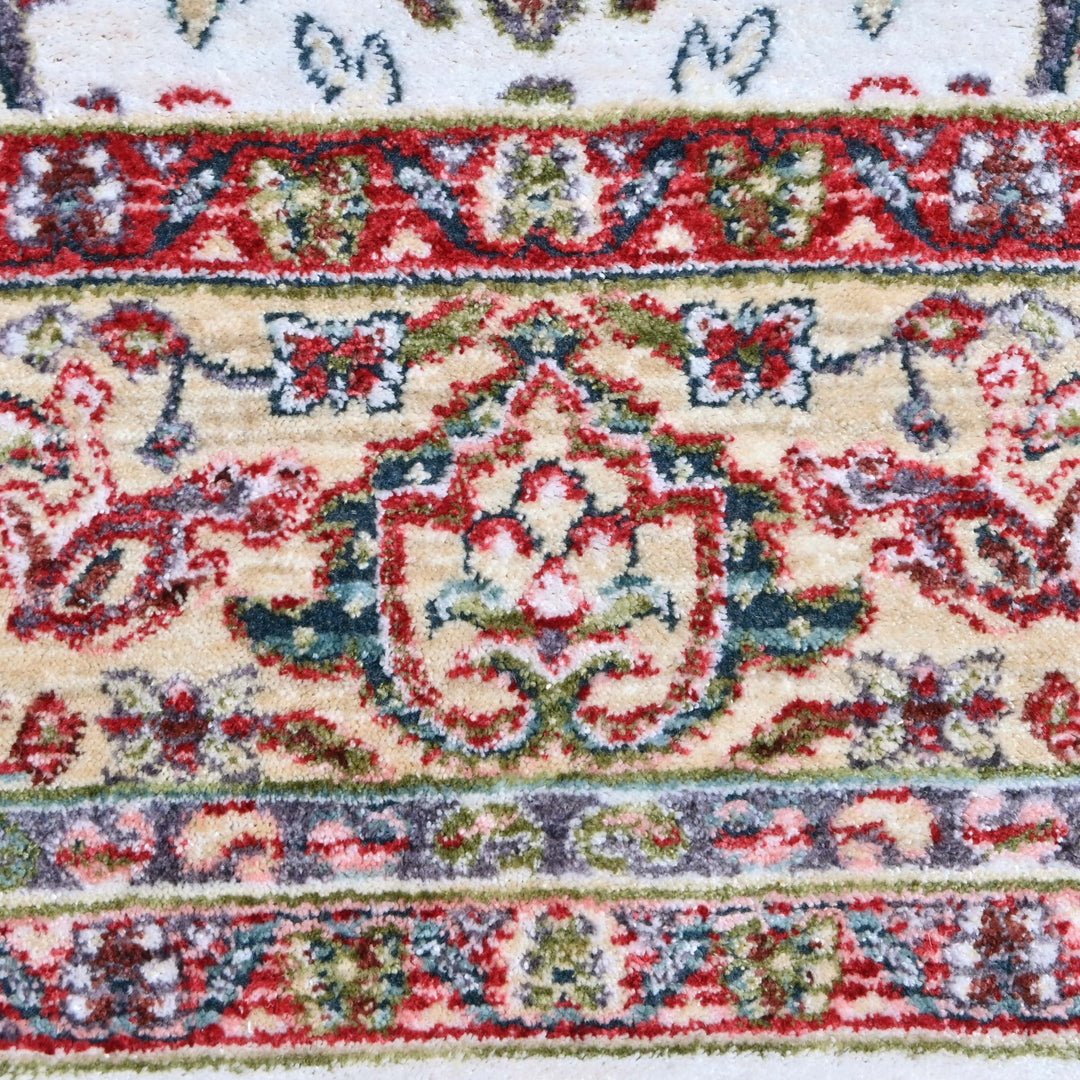 Rust & Off White Floral Turkish Rug 5X8 ft