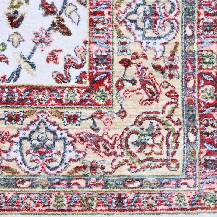 Rust & Off White Floral Turkish Rug 5X8 ft