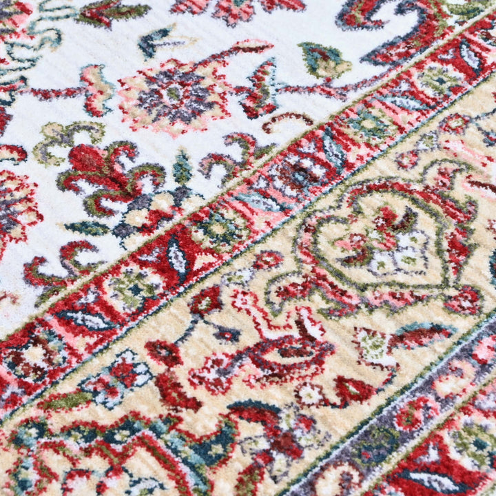 Rust & Off White Floral Turkish Rug 5X8 ft