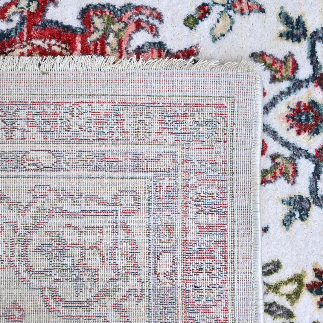 Rust & Off White Floral Turkish Rug 5X8 ft