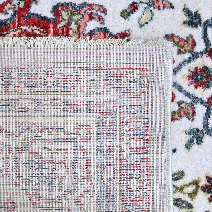 Rust & Off White Floral Turkish Rug 5X8 ft