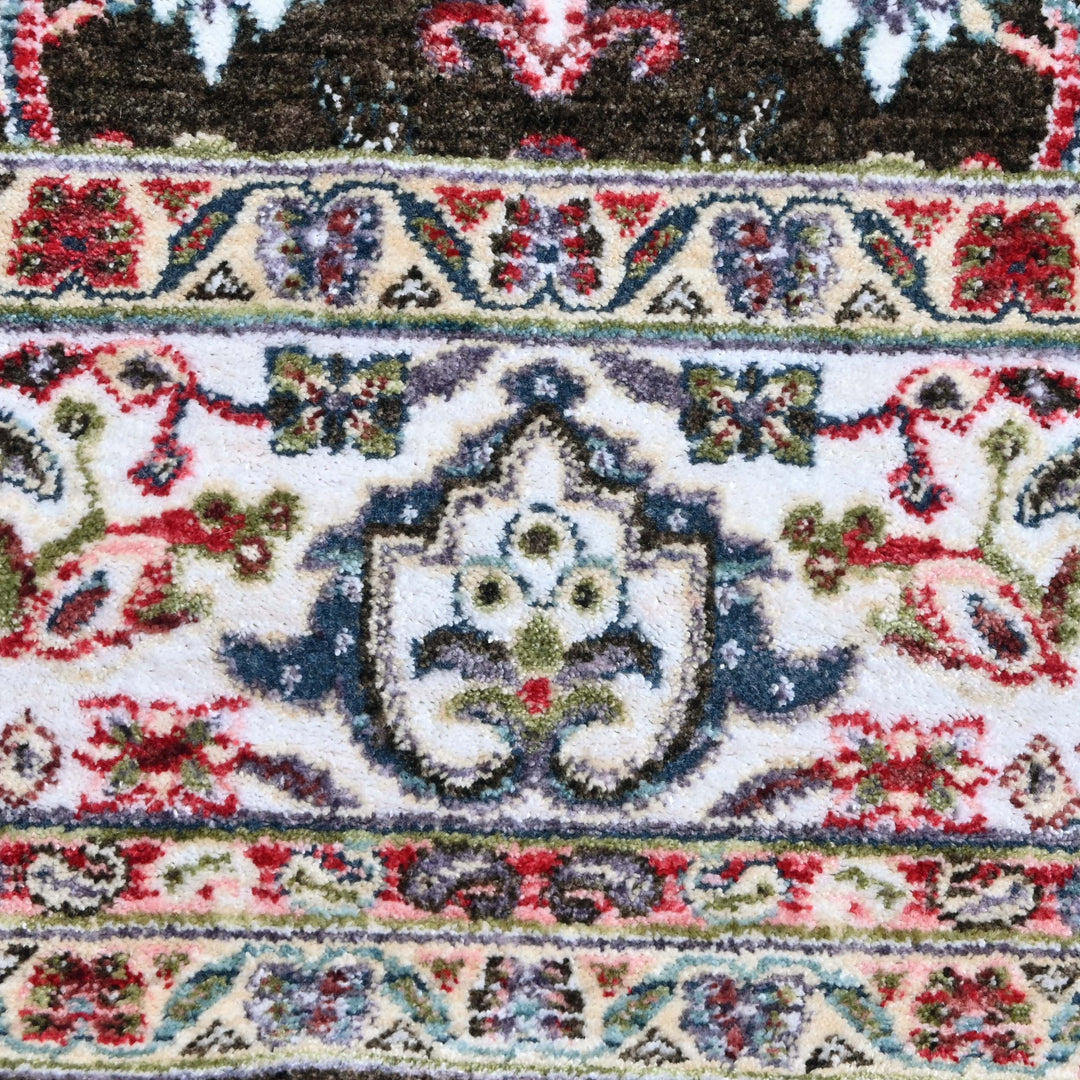 Dark Brown Floral Turkish Rug 5X8 ft
