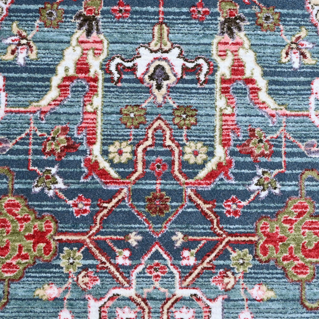 Blue Geometric Turkish Rug 5X8 ft