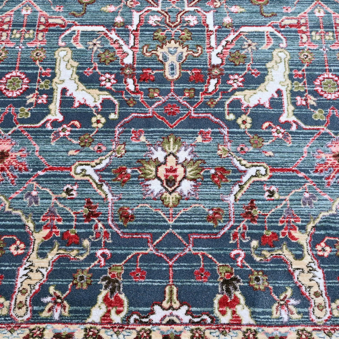 Blue Geometric Turkish Rug 5X8 ft