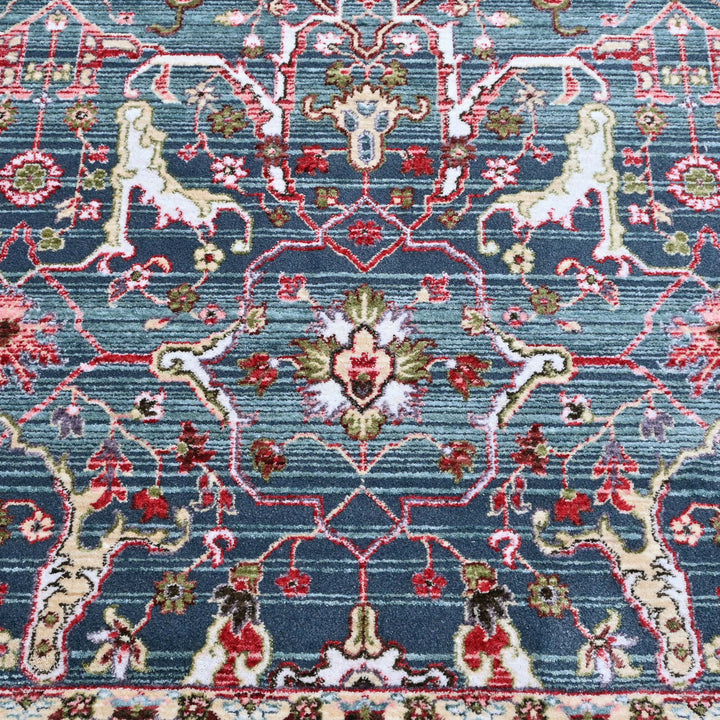 Blue Geometric Turkish Rug 5X8 ft