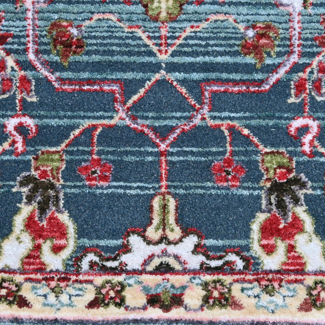 Blue Geometric Turkish Rug 5X8 ft