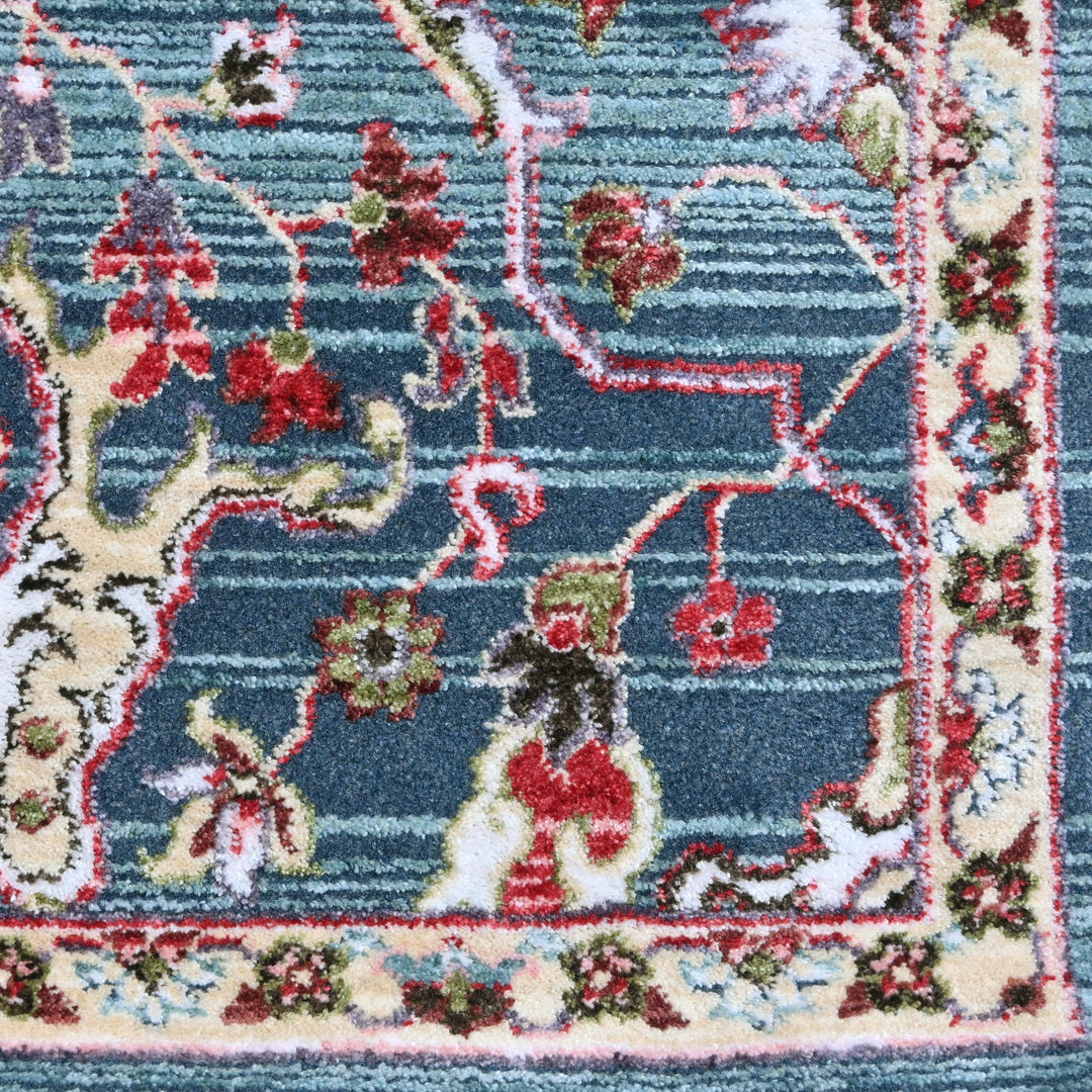 Blue Geometric Turkish Rug 5X8 ft