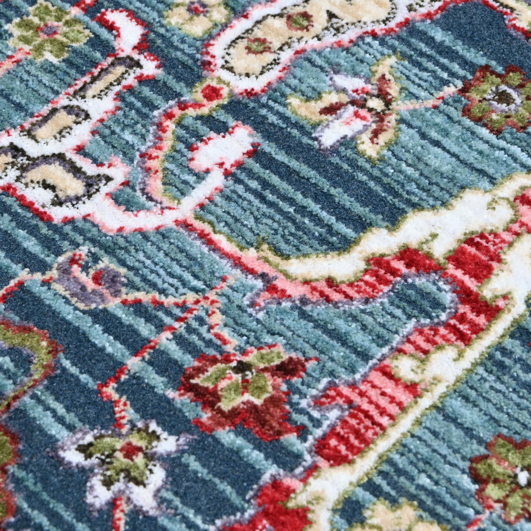 Blue Geometric Turkish Rug 5X8 ft