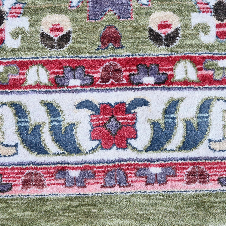 Olive Green & Rust Abstract Turkish Rug 5X8 ft