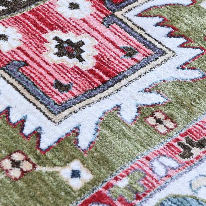 Olive Green & Rust Abstract Turkish Rug 5X8 ft