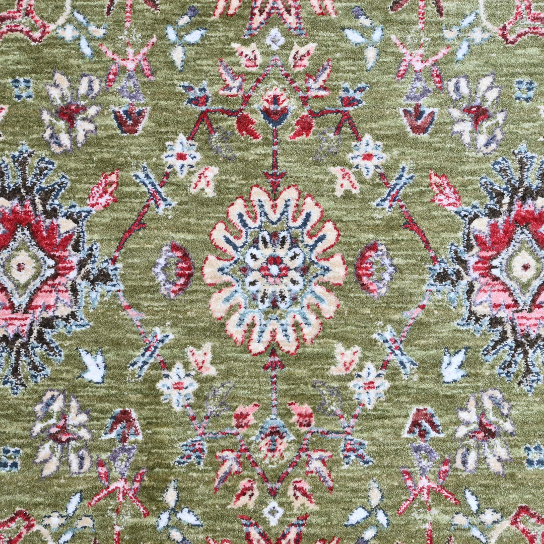 Pistachio Green Floral Turkish Rug 5X8 ft