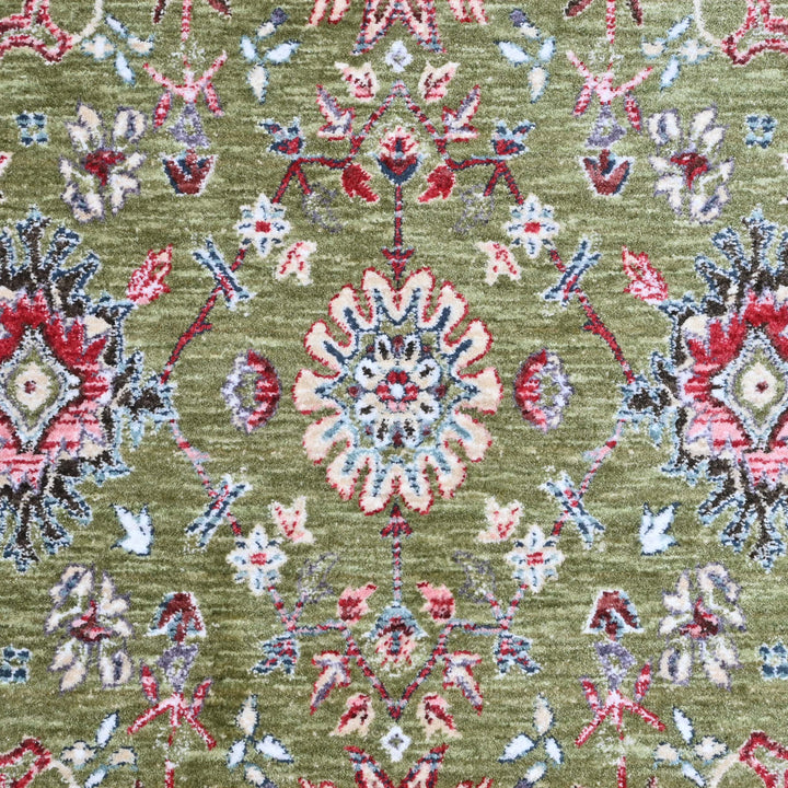 Pistachio Green Floral Turkish Rug 5X8 ft