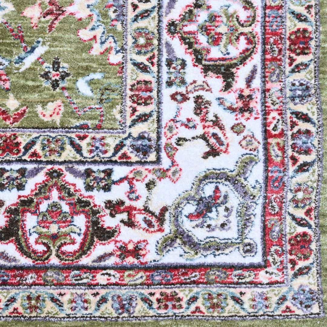 Pistachio Green Floral Turkish Rug 5X8 ft