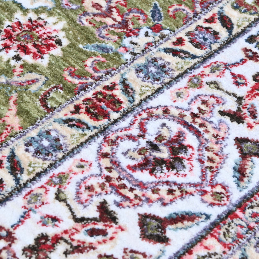 Pistachio Green Floral Turkish Rug 5X8 ft